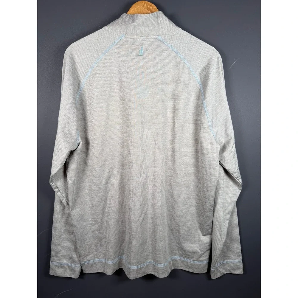 Johnnie-O Mens Large Gray Natural Performance Quarter Zip Pullover